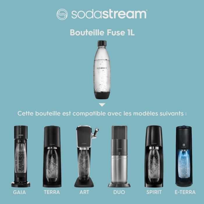 Bouteille SODASTREAM - FUSE Métal - Capacité 1L - Compatible lave-vaisselle