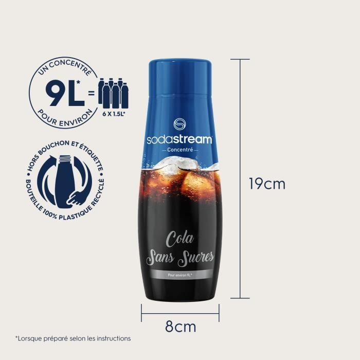 Concentrés SODASTREAM - Lot de 6 concentrés Cola sans sucres - Jusqu'a 54L de boissons - 440ml