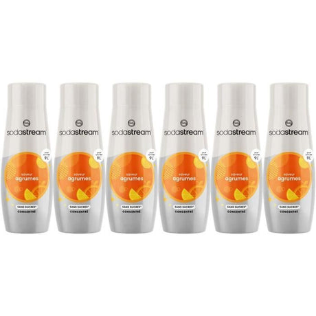 Concentrés SODASTREAM - Lot de 6 concentrés Agrumes sans sucres - Jusqu'a 54L de boissons - 440 ml
