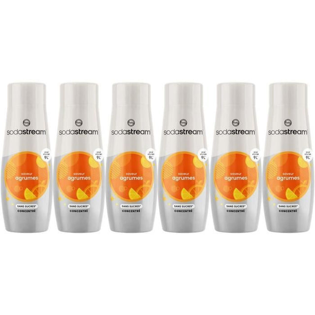 Concentrés SODASTREAM - Lot de 6 concentrés Agrumes sans sucres - Jusqu'a 54L de boissons - 440 ml