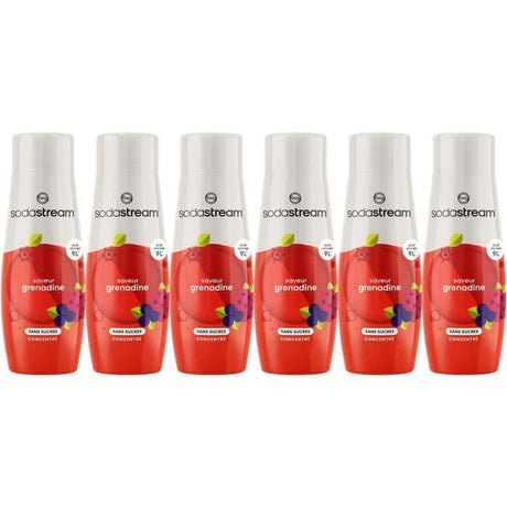 Concentrés SODASTREAM - Lot de 6 concentrés Grenadine sans sucres - Jusqu'a 54L de boissons - 440 ml
