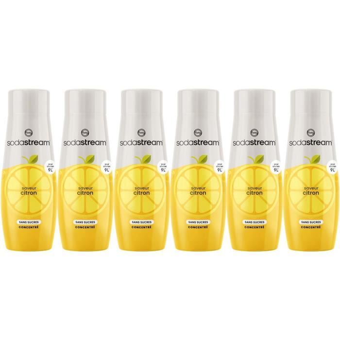 Concentrés SODASTREAM - Lot de 6 concentrés Citron sans sucres - Jusqu'a 54L de boissons - 440 ml