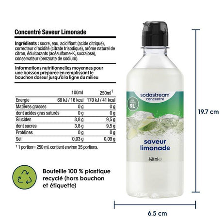 Concentrés SODASTREAM - Lot de 6 Concentrés Limonade - Jusqu'a 54L de boissons - 440ml