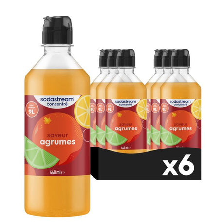 Concentrés SODASTREAM - Lot de 6 concentrés Agrumes - Jusqu'a 54L de boissons - 440ml