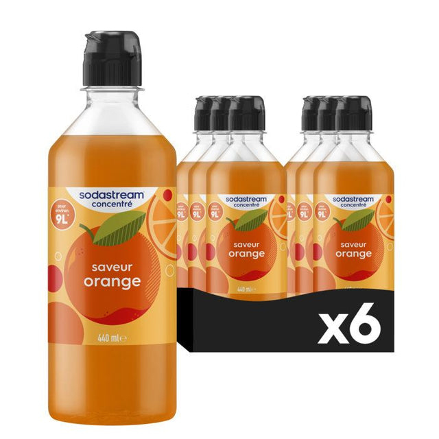 Concentrés SODASTREAM - Lot de 6 concentrés Orange - Jusqu'a 54L de boissons - 440 ml