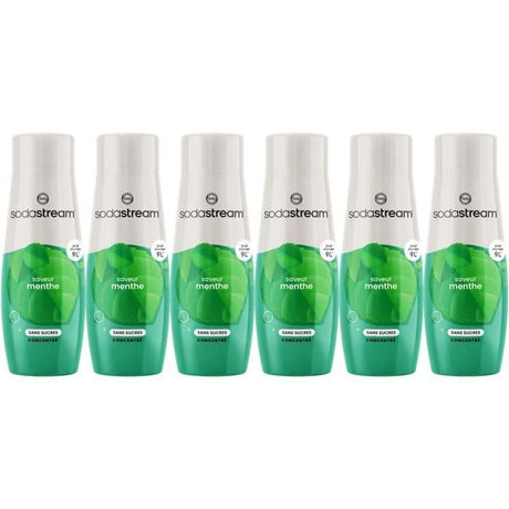 Concentrés SODASTREAM - Lot de 6 concentrés Menthe sans sucres - Jusqu'a 54L de boissons - 440 ml