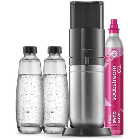 Machine a soda et eau pétillante SODASTREAM - DUO Noire - 2 carafes en verre - 1 recharge de gaz 60L