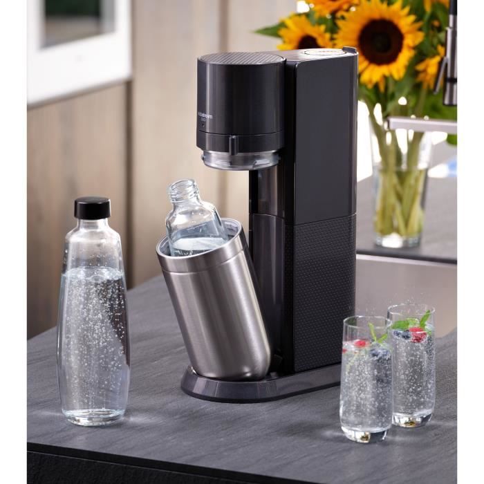 Machine a soda et eau pétillante SODASTREAM - DUO Noire - 2 carafes en verre - 1 recharge de gaz 60L