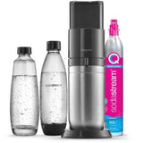 SODASTREAM Duo - Machine a Eau PÈtillante Noire - Pack 2 Bouteille 1L Compatible Lave-Vaisselle + 1 Recharge de Gaz 60L a Clipser