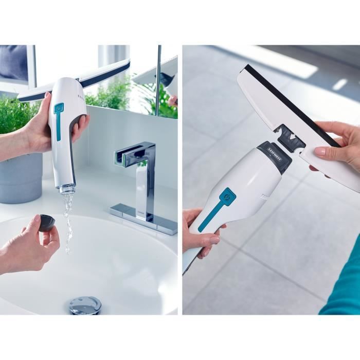 Aspirateur a vitres et salle de bains Leifheit Nemo 51030, lave vitres électrique avec boîtier étanche, autonomie 45 minutes, blanc