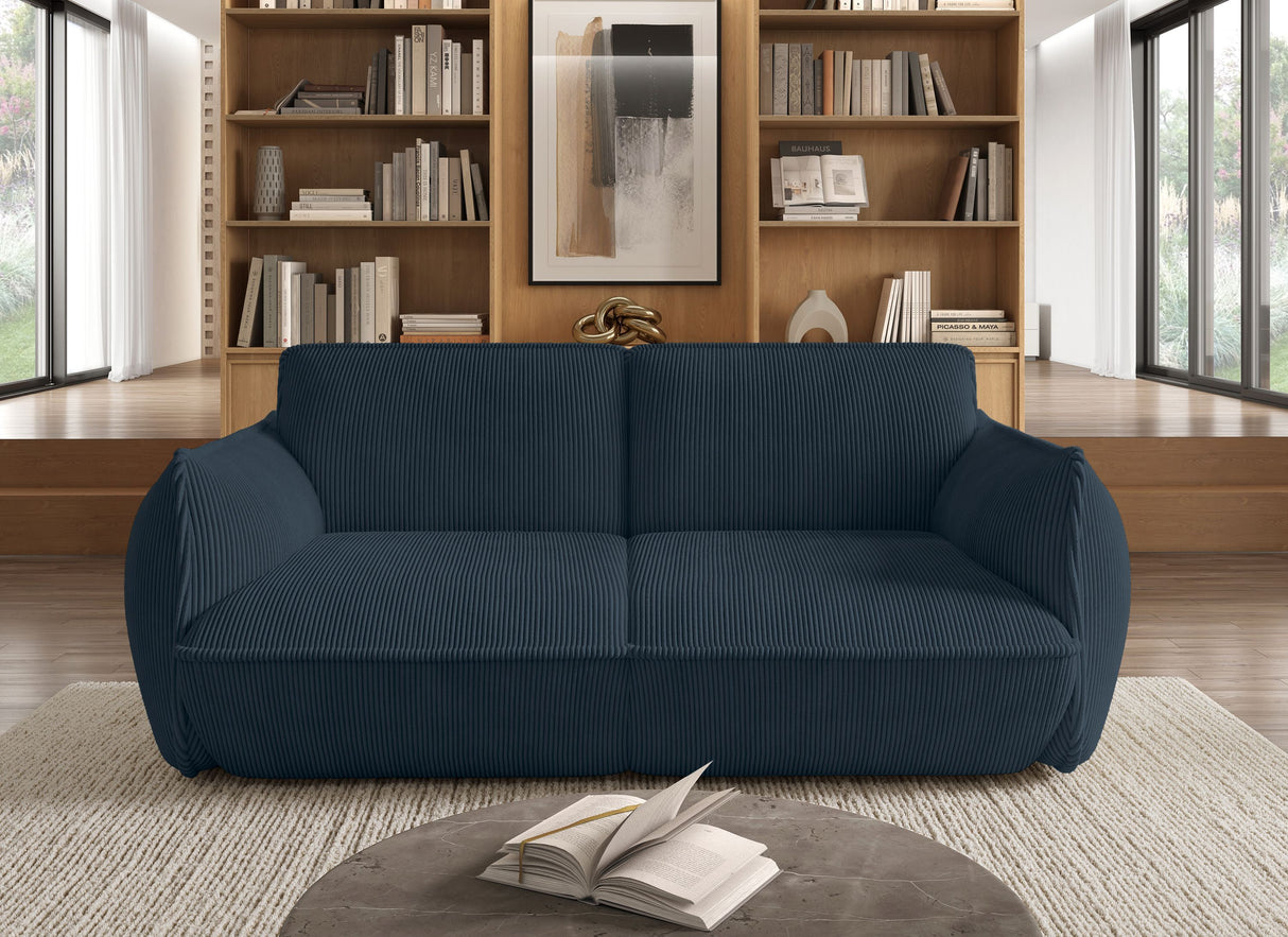 Canapé fixe - 3 places - SOFFIO - Tissu Bleu - 220 x 98 x 83 cm