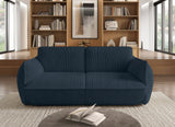 Canapé fixe - 3 places - SOFFIO - Tissu Bleu - 220 x 98 x 83 cm