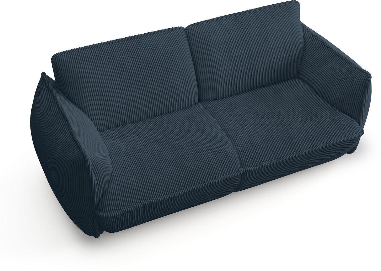 Canapé fixe - 3 places - SOFFIO - Tissu Bleu - 220 x 98 x 83 cm