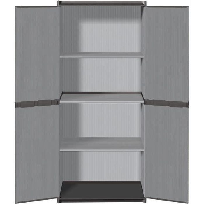 Armoire de rangement haute en résine TOOD - 3 tablettes - Gris