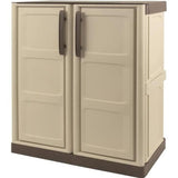 Armoire de rangement basse en rÈsine TOOD - Taupe/Ècru - 1 tablette - Plastique recyclable