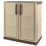 Armoire de rangement basse en rÈsine TOOD - Taupe/Ècru - 1 tablette - Plastique recyclable