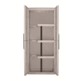 Armoire de rangement haute en rÈsine TOOD avec porte-balai - 3 tablettes - Taupe/Ècru
