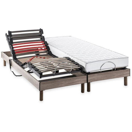 Ensemble matelas+sommier relaxation électrique COMFORT - 2x80x200 cm - Matelas mousse - DEKO DREAM  Samba