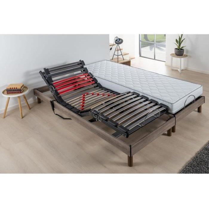 Ensemble matelas+sommier relaxation électrique COMFORT - 2x80x200 cm - Matelas mousse - DEKO DREAM  Samba