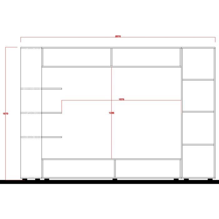 Composition murale TV SIENNA - Laqué blanc et béton - L295 x P30 x H187 cm