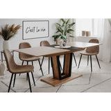 Table extensible - SORIA - Rectangulaire - 10 personnes - 160/200 x 76 x 90 cm - Noir / Chene artisan