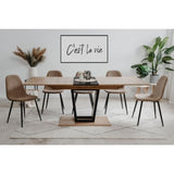 Table extensible - SORIA - Rectangulaire - 10 personnes - 160/200 x 76 x 90 cm - Noir / Chene artisan