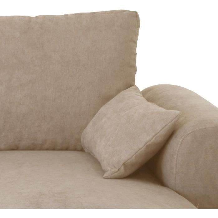 Canapé d'angle convertible réversible MAX - Méridienne avec coffre - Tissu camel - L 240 x P 143 x H 85 cm