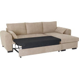 Canapé d'angle convertible réversible MAX - Méridienne avec coffre - Tissu camel - L 240 x P 143 x H 85 cm
