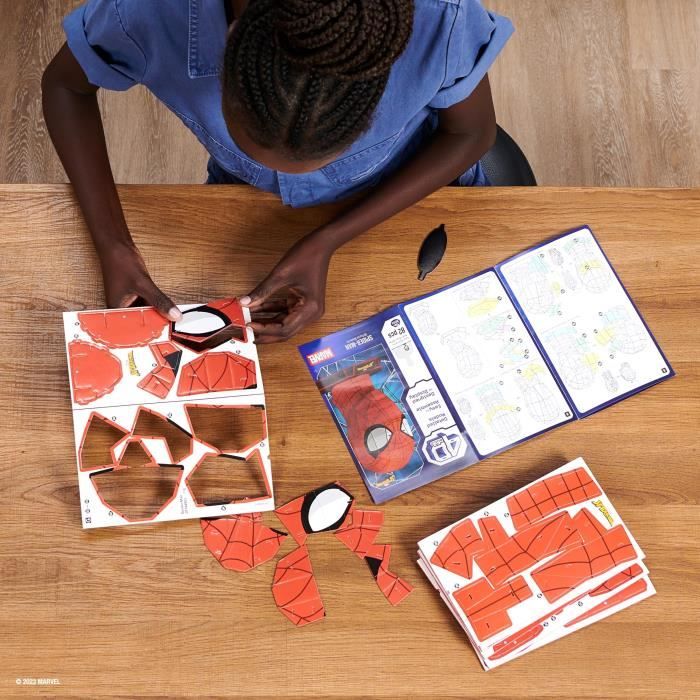 Puzzle 3D Masque Spiderman 82 pieces, Marvel Spiderman inspiré de la saga, Jeu de construction a collectionner, 4D BUILD, Jeu enfant