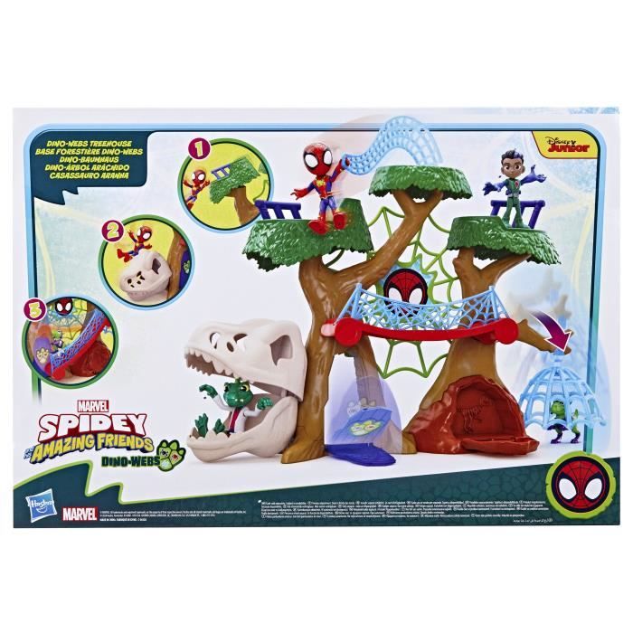 Spidey Coffret Dino-Webs base forestiere, Figurines de super-héros et accessoires, des 3 Ans, Spidey et Ses Ami