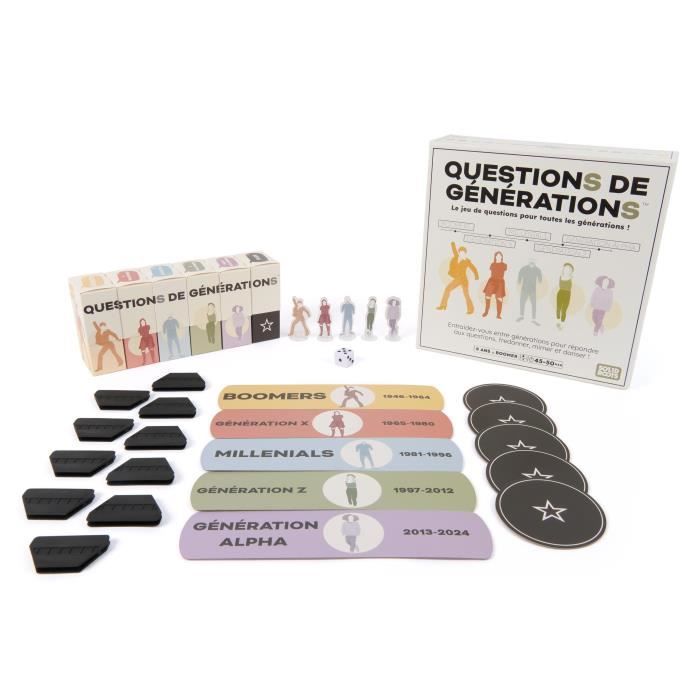 Questions de générations - 2000 questions et 100 défis amusants - Jeu de société - des 8 ans