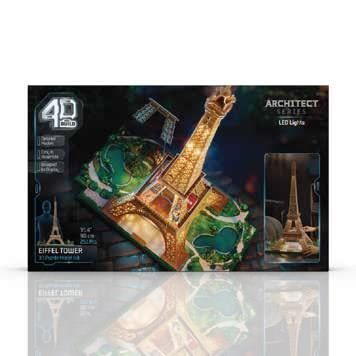 4D Build - Puzzle 3D - Tour Eiffel lumineuse - 252 pieces - 90cm - des 12 ans