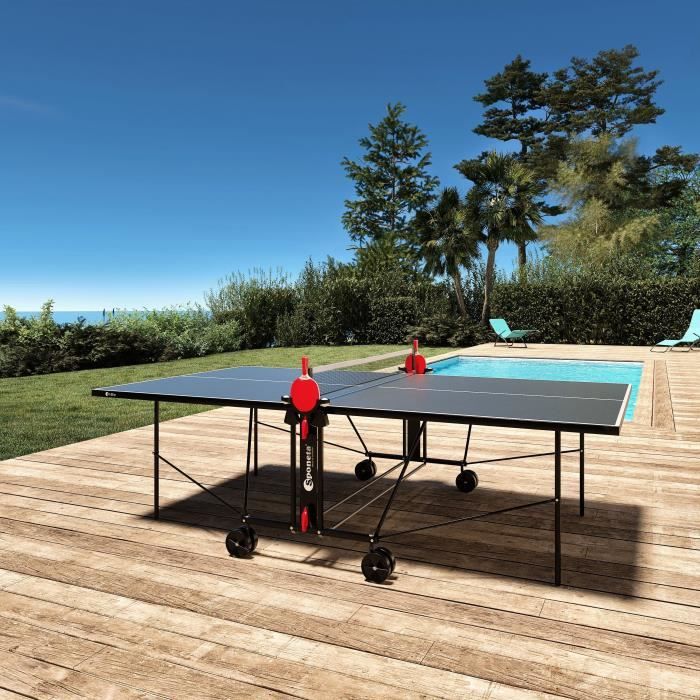 SPONETA - Table Tennis de Table - Table Ping Pong Compacte - Usage Extérieur - Gris et noir