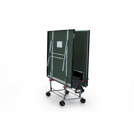 Table tennis de table - SPONETA - S3-46 e - Pliable - Usage extérieur - Filet + rangements + 4 roues doubles pivotantes - Gris/vert