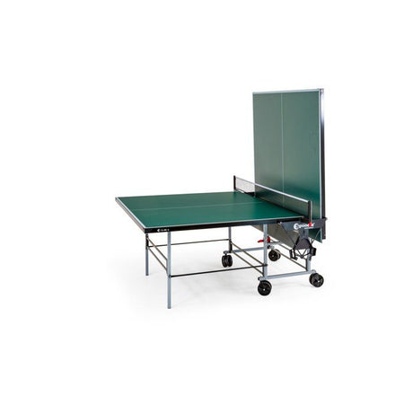 Table tennis de table - SPONETA - S3-46 e - Pliable - Usage extérieur - Filet + rangements + 4 roues doubles pivotantes - Gris/vert