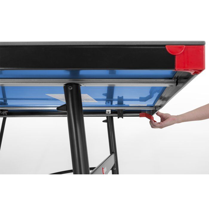 Table tennis de table - SPONETA - S3-87e - Pliable - Usage extérieur - Filet + rangements + roues multi-directionnelles - Bleu/noir