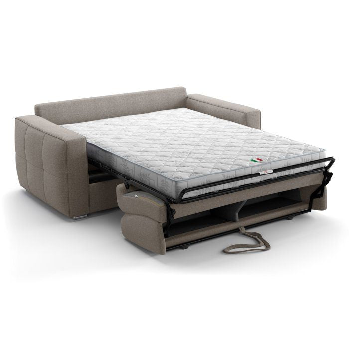 Canapé convertible express - 3 places - SQUARE - Tissu Beige - 200 x 105 x 90 cm