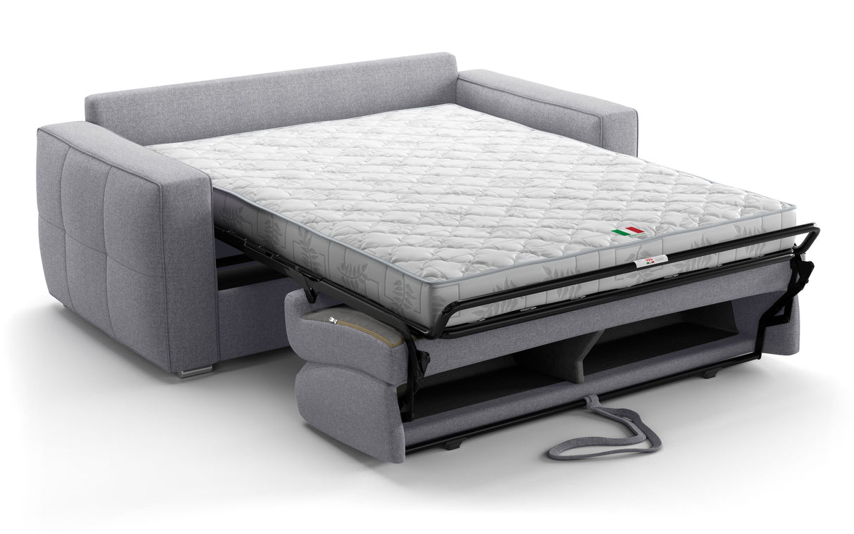 Canapé convertible express - 3 places - SQUARE - Tissu Gris clair - 200 x 105 x 90 cm