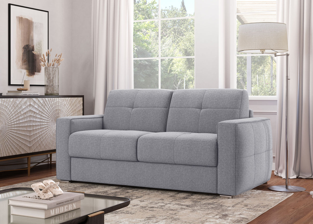 Canapé convertible express - 3 places - SQUARE - Tissu Gris clair - 200 x 105 x 90 cm