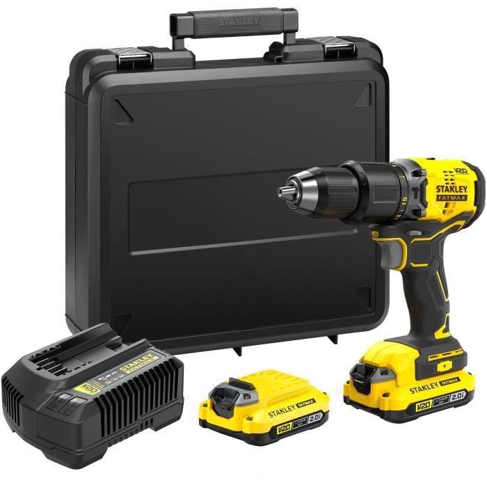 Perceuse visseuse a percussion Brushless 60 Nm - Lithium 18V - 2 Batteries 2Ah - STANLEY FATMAX V20 - SFMCD715D2K-QW