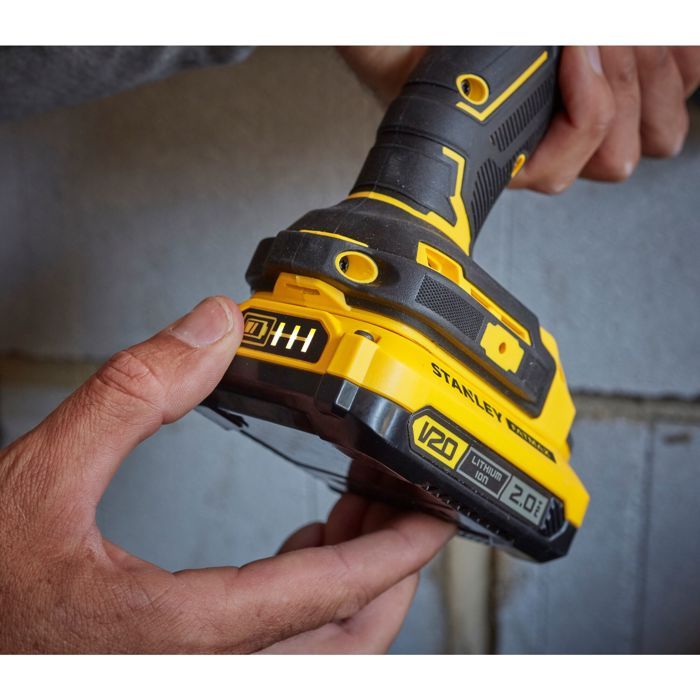 Perceuse visseuse a percussion sans fil - 18V - STANLEY FATMAX V20 - SFMCD721M2K-QW - Brushless - 80Nm - 2 batteries 4 Ah + chargeur