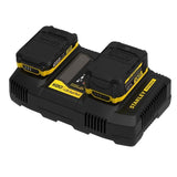 Double chargeur 18V 4A - STANLEY FATMAX - Compatible avec toutes les batteries de la Gamme V20 - SFMCB24-QW