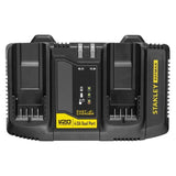 Double chargeur 18V 4A - Stanley Fatmax - Compatible avec toutes les batteries de la Gamme V20 - SFMCB24-QW