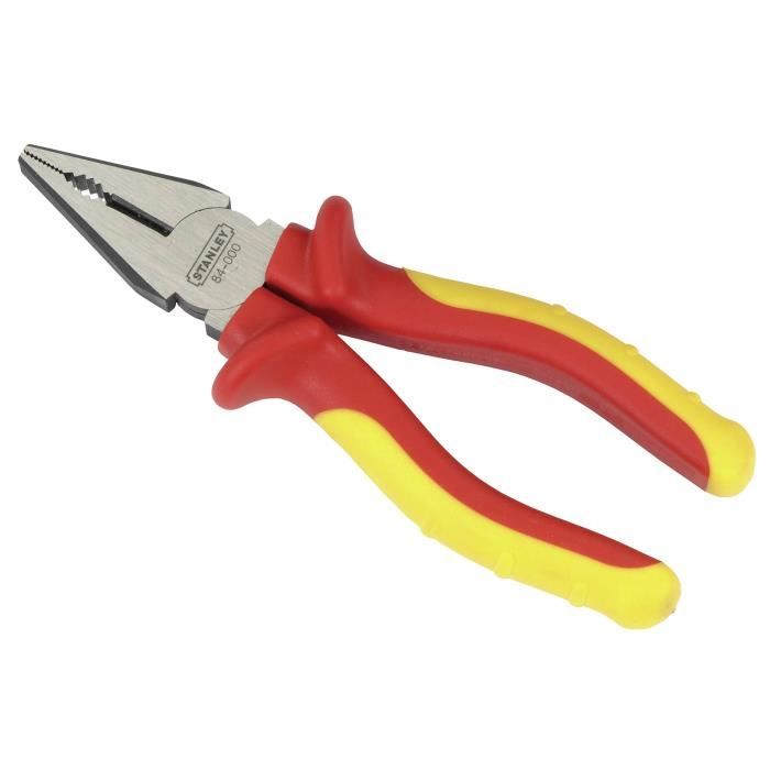 Pince universelle isolée - STANLEY - 0-84-000 - 160 mm - Rouge - Protection électrique