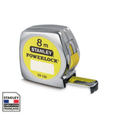 Metre ruban 8m x 25mm STANLEY - Powerlock Classic ABS - Revetement Mylar - Crochet 3 rivets