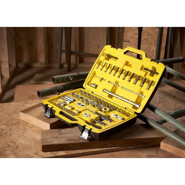 Coffret douilles 1/4 et 1/2 - STANLEY - FMMT82826-1 - cliquet et rallonge FATMAX - jeu de 81 pieces