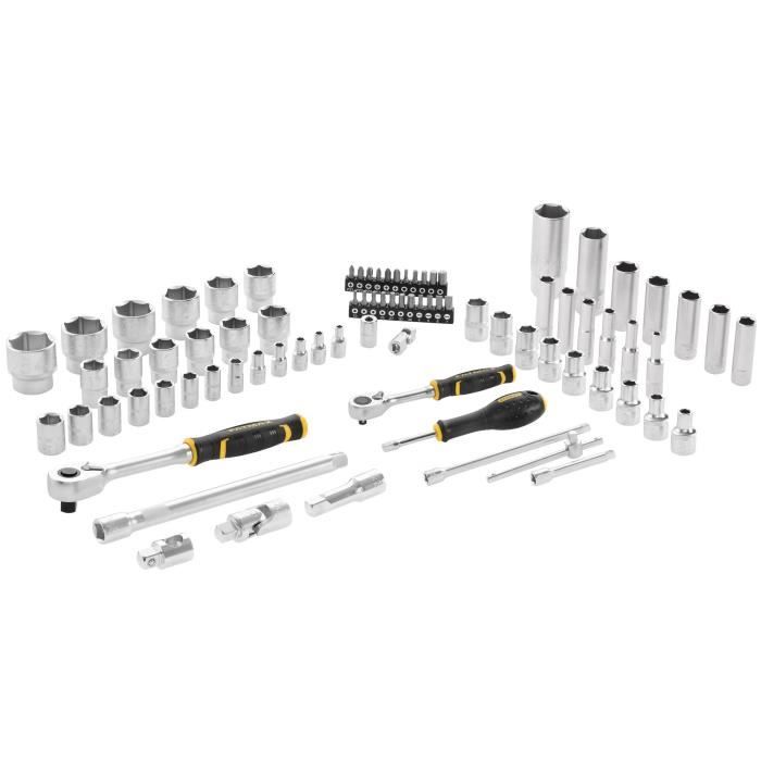 Coffret douilles 1/4 et 1/2 - STANLEY - FMMT82826-1 - cliquet et rallonge FATMAX - jeu de 81 pieces