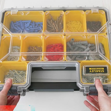 STANLEY FATMAX Organiseur Profondeur 106 mm 1-97-521 - 10 Compartiments Amovibles - Couvercle en Polycarbonate Incassable