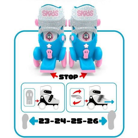 Patins ajustables - STAMP - Skids Control Explore - 4 roues - Taille 23-26 - Rose