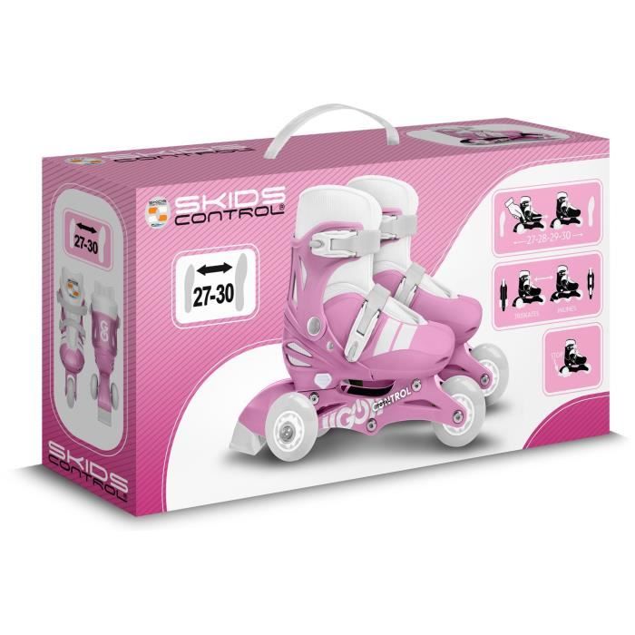 Patins en ligne 2-en-1 - STAMP - SKIDS CONTROL - 3 roues - Taille 27-30 - Rose